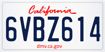CA license plate 6VBZ614