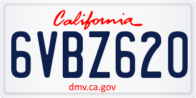 CA license plate 6VBZ620