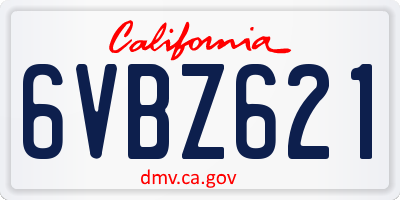 CA license plate 6VBZ621