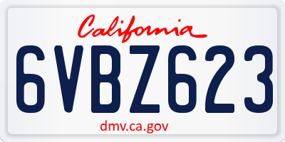 CA license plate 6VBZ623