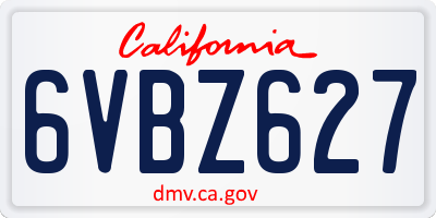 CA license plate 6VBZ627