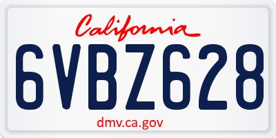 CA license plate 6VBZ628