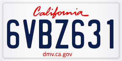 CA license plate 6VBZ631