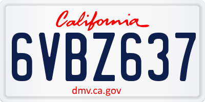 CA license plate 6VBZ637
