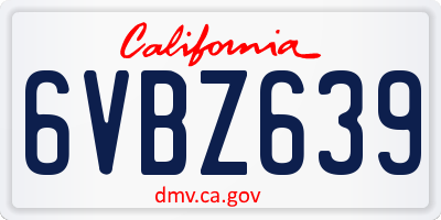 CA license plate 6VBZ639