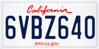 CA license plate 6VBZ640
