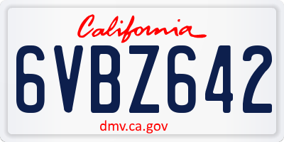 CA license plate 6VBZ642
