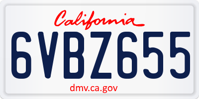 CA license plate 6VBZ655