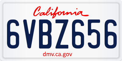 CA license plate 6VBZ656