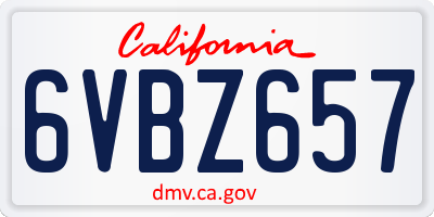 CA license plate 6VBZ657