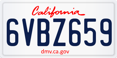 CA license plate 6VBZ659