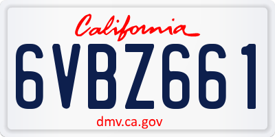 CA license plate 6VBZ661