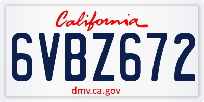 CA license plate 6VBZ672