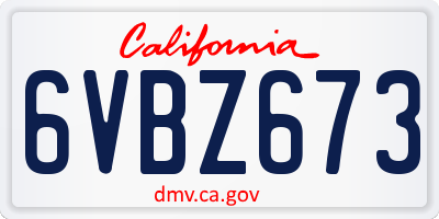 CA license plate 6VBZ673