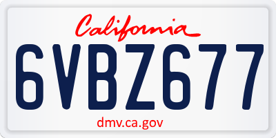 CA license plate 6VBZ677