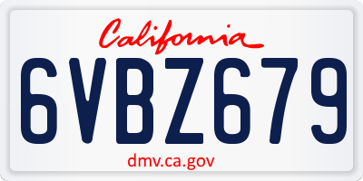 CA license plate 6VBZ679