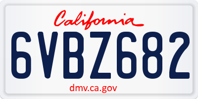 CA license plate 6VBZ682