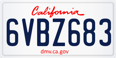 CA license plate 6VBZ683