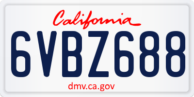 CA license plate 6VBZ688