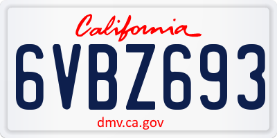 CA license plate 6VBZ693