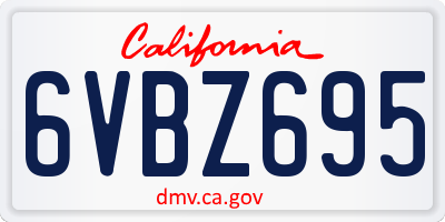 CA license plate 6VBZ695