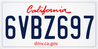 CA license plate 6VBZ697