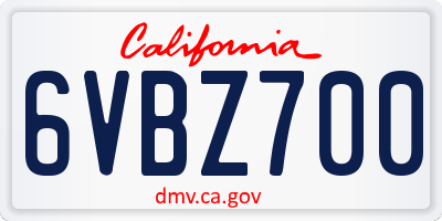 CA license plate 6VBZ700
