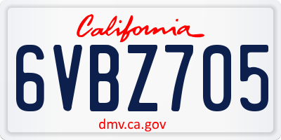 CA license plate 6VBZ705