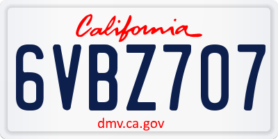 CA license plate 6VBZ707