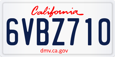 CA license plate 6VBZ710