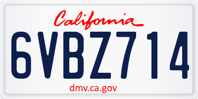 CA license plate 6VBZ714