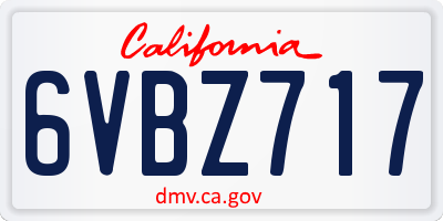 CA license plate 6VBZ717