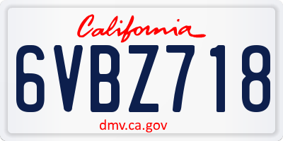 CA license plate 6VBZ718