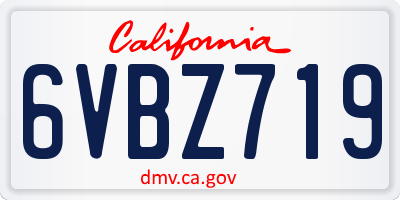CA license plate 6VBZ719