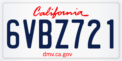 CA license plate 6VBZ721