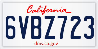 CA license plate 6VBZ723