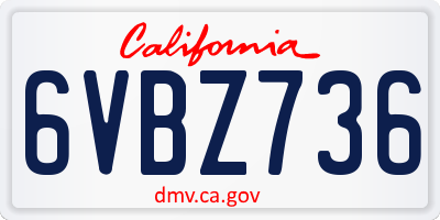 CA license plate 6VBZ736