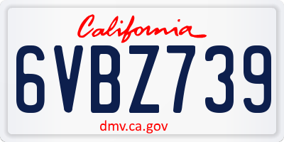 CA license plate 6VBZ739