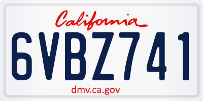 CA license plate 6VBZ741