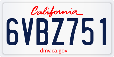 CA license plate 6VBZ751