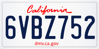CA license plate 6VBZ752
