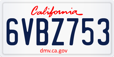 CA license plate 6VBZ753