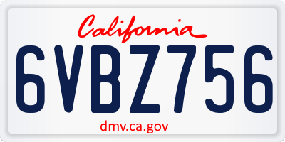 CA license plate 6VBZ756