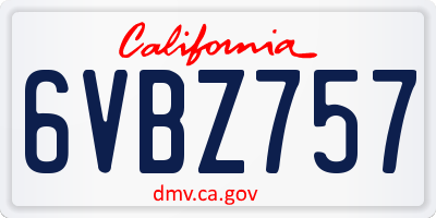 CA license plate 6VBZ757