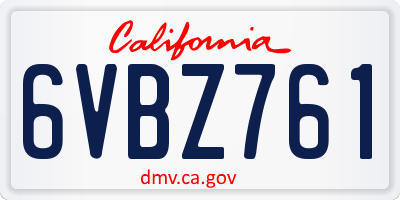 CA license plate 6VBZ761