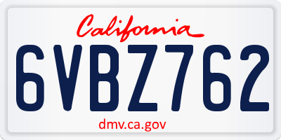 CA license plate 6VBZ762