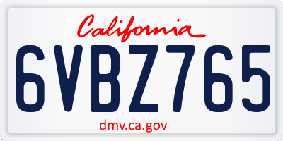 CA license plate 6VBZ765
