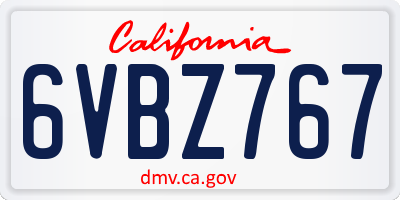 CA license plate 6VBZ767
