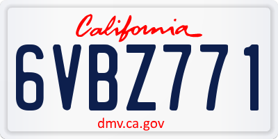 CA license plate 6VBZ771