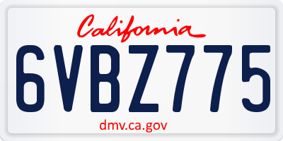 CA license plate 6VBZ775